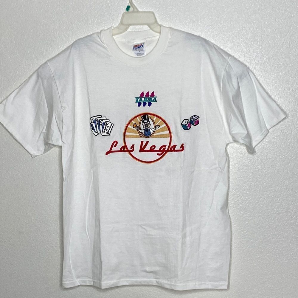 HANES Beefy Men’s White with Embroidered Las Vegas Size XL NWOT